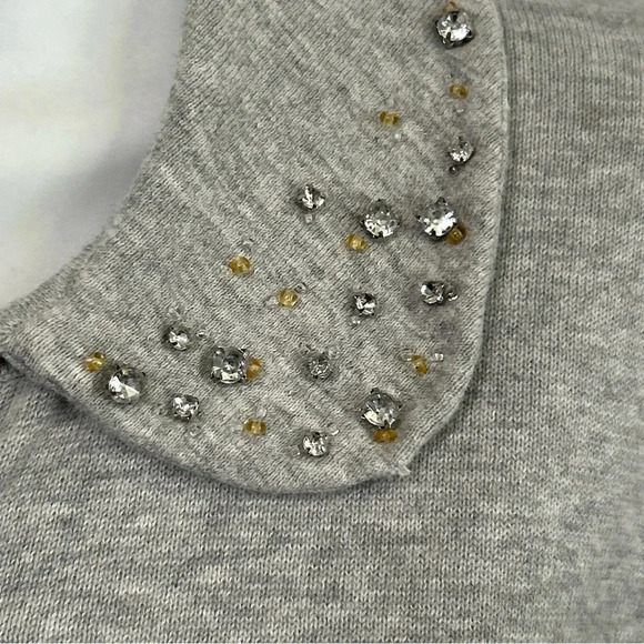 Women’s Medium Gray Cardigan Rhinestone Peter Pan Collar Twee Fairy Preppy - Picture 2 of 10